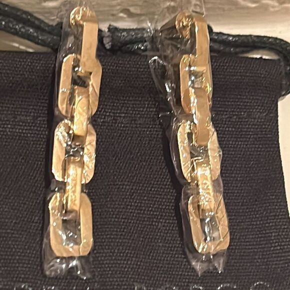 Eddie Borgo Supra Chain Link Drop Earrings 12k Gold Finish New - Picture 2 of 9